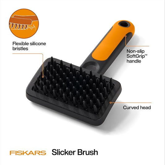 Fiskars Pet, Cat and Dog Brush, Fine Bristles & SoftGrip Handle - Image 2