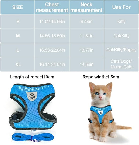 shudyear Summer cat Chest Harness and Leash, Anti-Escape Adjustable Soft mesh - Image 2