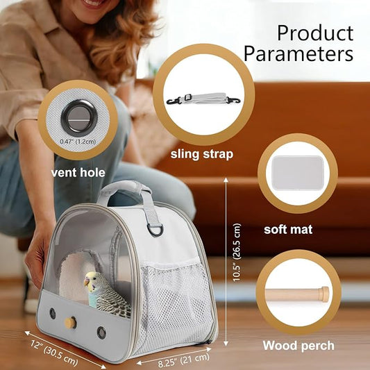 Bird Travel Carrier Cage, Portable Small Bird Parrot Parakeet Carrier - Image 2
