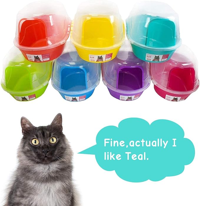 Petphabet Jumbo Hooded Cat Litter Box, Extra Large, Light Blue - Image 9