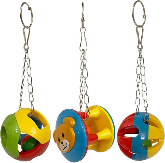 SIMENA Parrot Ball Toy with Bell, Cage Hanging Accessories - Image 2
