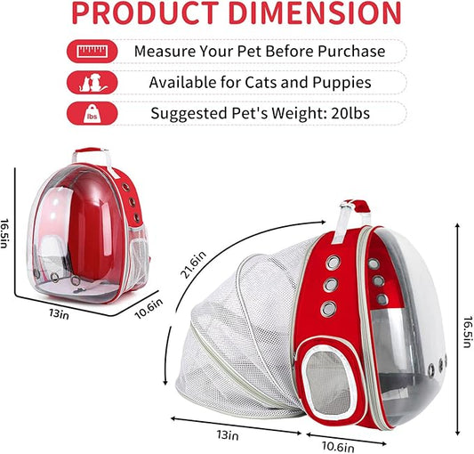Cat Backpack Carrier, Back Expandable Pet Backpack - Image 2