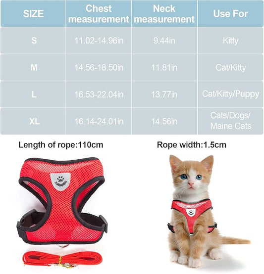 Shudyear Cat Harness and Leash, Adjustable Soft Mesh, Anti-Escape, Reflective - Image 2