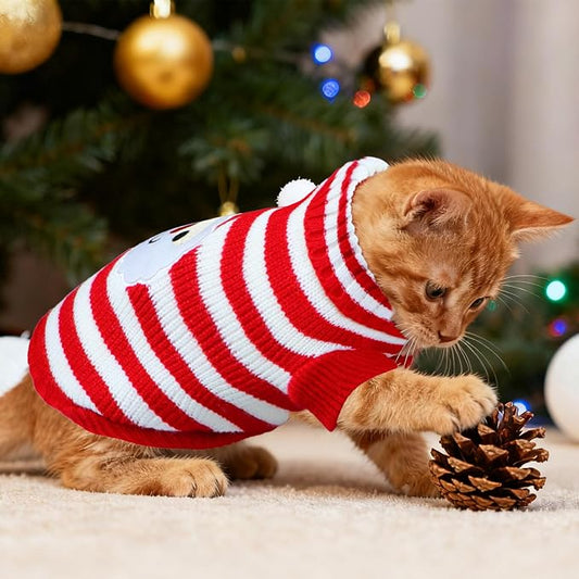 Cat Christmas Sweater Pet Winter Warm Coat Pajamas Christmas Santa Knitwear Cat - Image 2