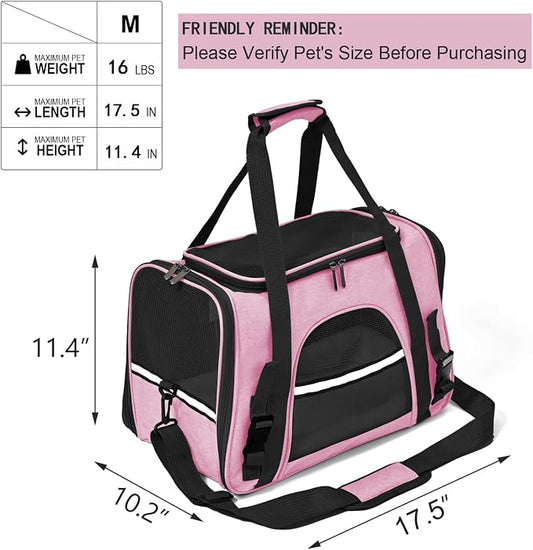 Dog Cat Carrier Soft for Small Pet Up to 16 Lbs TSA Airline Approved Travel - Image 2