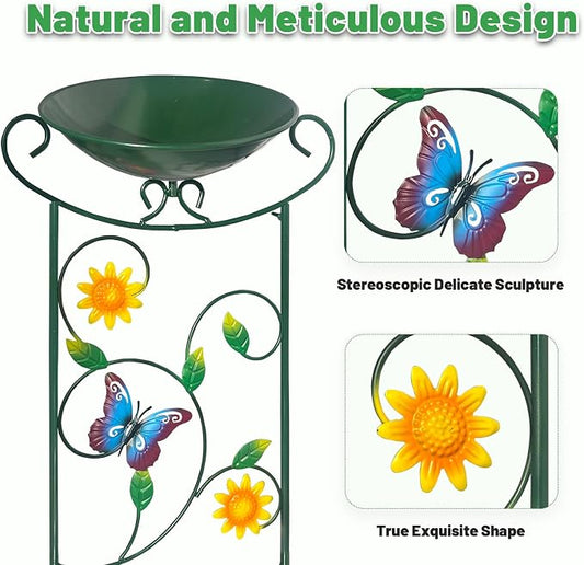 HONGLAND Metal Bird Bath with Trellis, Decorative Bird Feeder Station with - Image 2