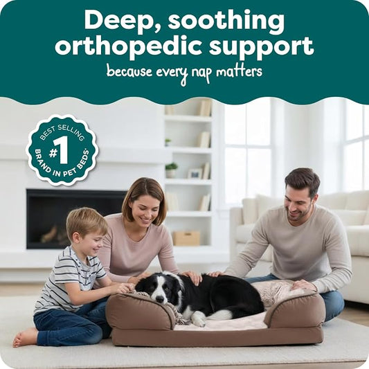 Furhaven Orthopedic Dog Bed for Large/Medium Dogs w/ Removable Bolsters & - Image 2