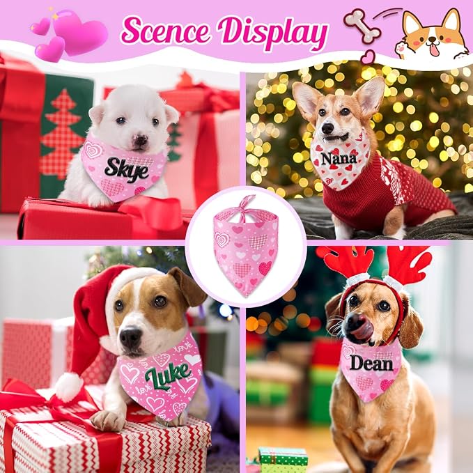 Personalized Dog Bandana Embroidered Name, Custom Neckwear Dog Scarf Triangle - Image 6