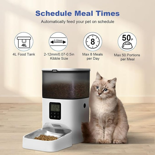 Automatic Cat Feeder, 4L Cat Food Dispenser - Image 2
