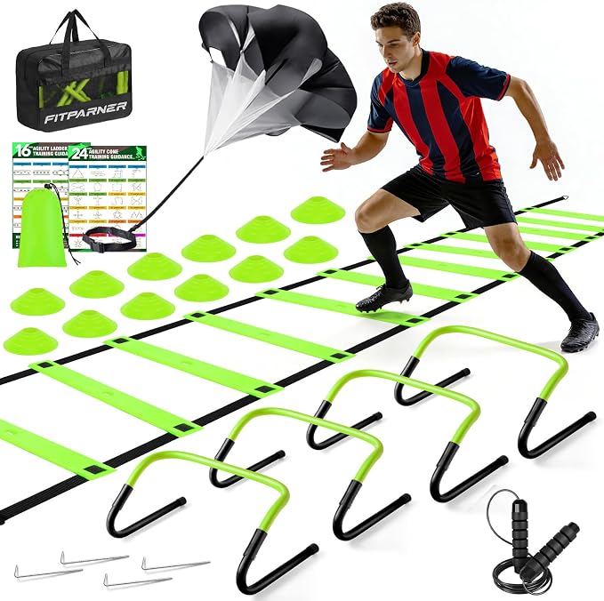 Agility Ladder, Soccer Football Training Equipment Set - 20ft Speed Ladder by FITPARNER