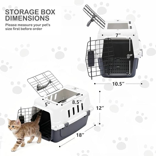 MoNiBloom 18-Inch 2-Door Top Loading Cat Carrier, Plastic Dog Crate Hard-Sided - Image 2
