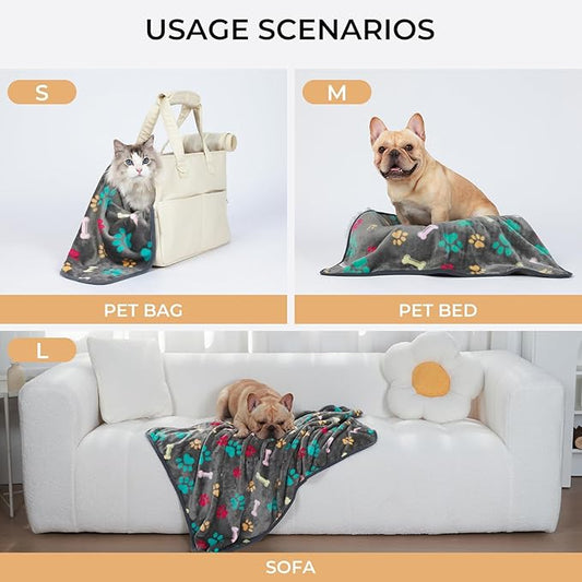 Luciphia 1 Pack 3 Blankets Fluffy Premium Fleece Pet Blanket Flannel Paw - Image 2