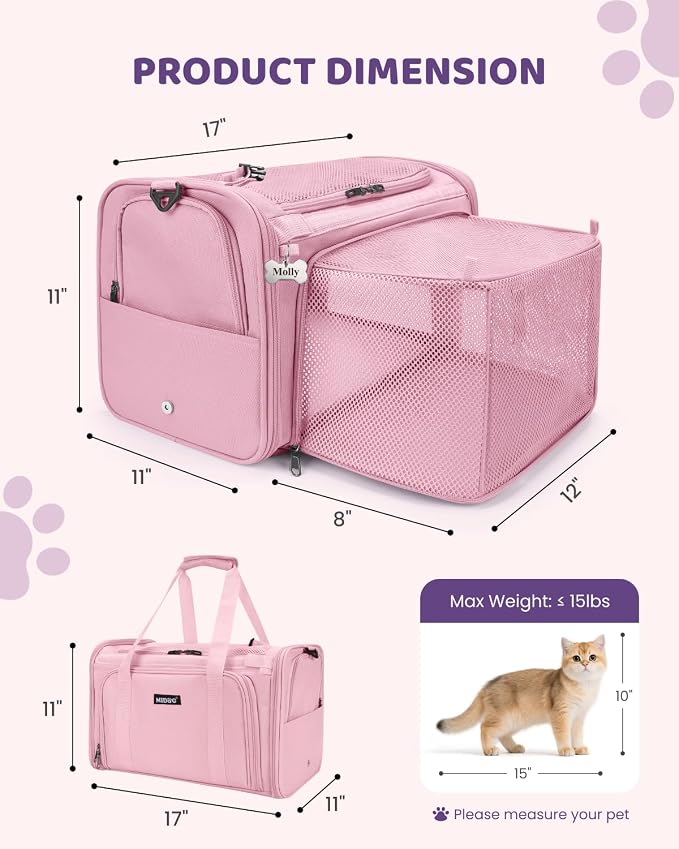 MIDOG Cat Carrier Soft for Small to Medium-Sized Cats, TSA Airline Approved - Image 8