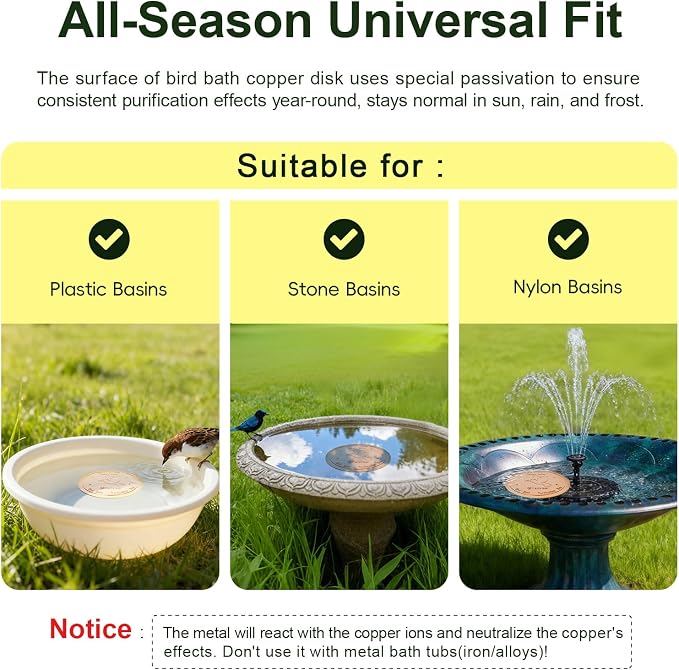 2-Pack Upgraded Bird Bath Copper Disks, 0.8mm Reinforced 99.99% Pure Copper - Image 7