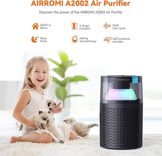 AIRROMI Pet Air Purifier for Home & Bedroom, HEPA Activated Carbon Filter - Image 2