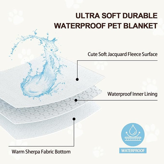 Waterproof Blanket for Dog Cat or Adult, Cute 3D Textured Paw Dog Blanket for - Image 2