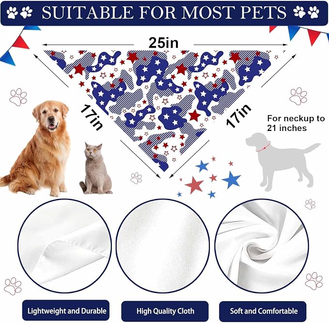 4th of July Dog Bandanas, 2 Pack Reversible USA Patriotic Bandana - Image 7