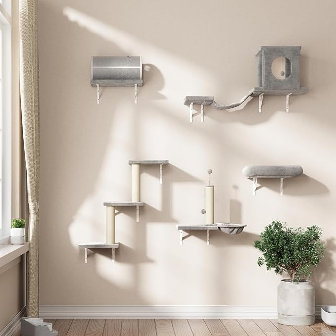7-in-1 Cat Wall Shelves, Wall Mounted Cat Climber Set, Cat Furniture - Image 7