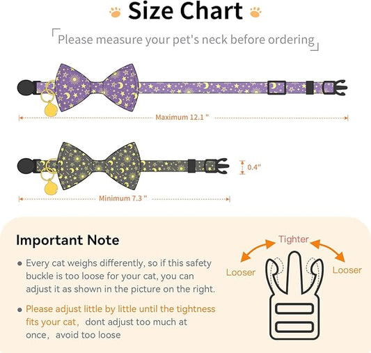 2 Pack Cotton Cat Collar with Bow Tie and Bell - Image 2