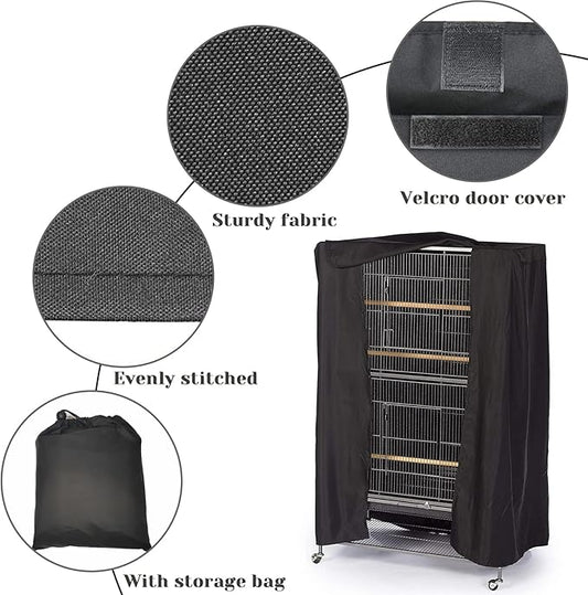 Fhiny Bird Cage Cover, 33.8”L×24”W×46.8”H Water-Proof Good Night Black-Out - Image 2
