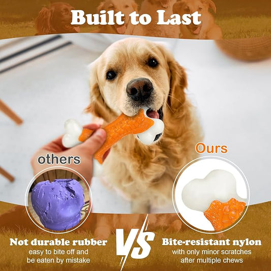 Dog Toys for Aggressive Chewers Large Breed, Tough Bones, Nylon Puppy Teething - Image 2