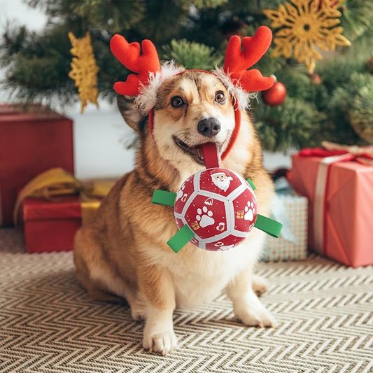 QDAN Small Christmas Dog Toys, Soccer Ball - Image 2