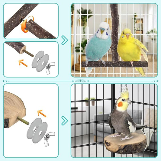 Bird Perches, Hanging Multi-Branch Parrot Perch Platform Swing Toy Cage - Image 2