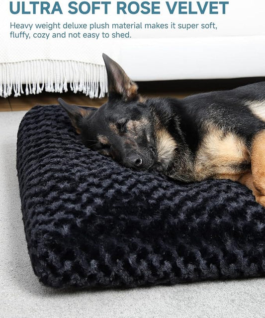 KSIIA Washable Dog Bed Anti-Slip Dog Crate Beds Deluxe Plush Kennel Pad Comfy - Image 2