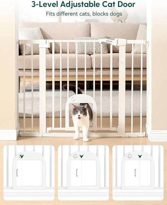 Babelio Baby Gate with Adjustable Cat Door, 29-43" Auto Close Durable Pet door - Image 2
