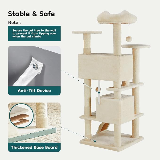 DUMOS 54-inch Indoor Cat Tree Tower –Multi-Level Pet House - Image 7