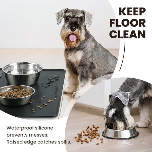 VIVAGLORY Dog Food Mat Flexmat Dog Bowl Mat, Placemat Food Tray - Image 2