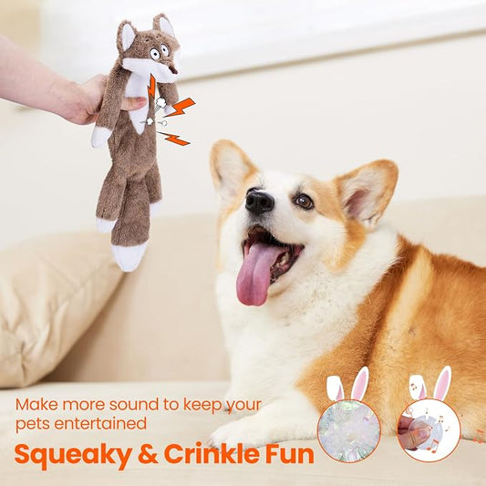 HGB No Stuffing Dog Toys for Aggressive Chewers, Squeaky Crinkle Plush Dog Toys - Image 2