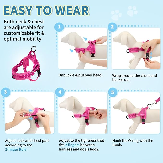 SlowTon No Pull Small Dog Harness and Leash Set, Puppy Soft Vest Harness Neck & - Image 9
