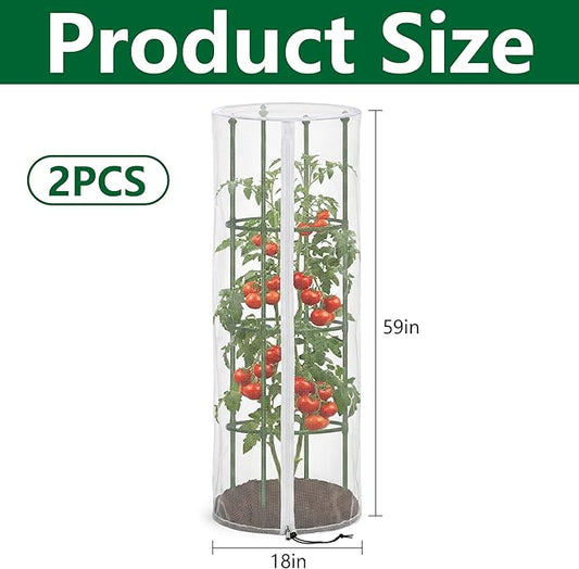 2 Pcs Garden Bird Netting for Round Plant Cage, Tomato Trellis Insect Bird - Image 2
