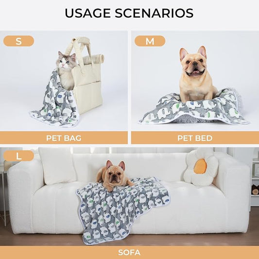 1 Pack 3 Blankets Super Soft Fluffy Premium Cute Elephant Pattern Pet Blanket - Image 2