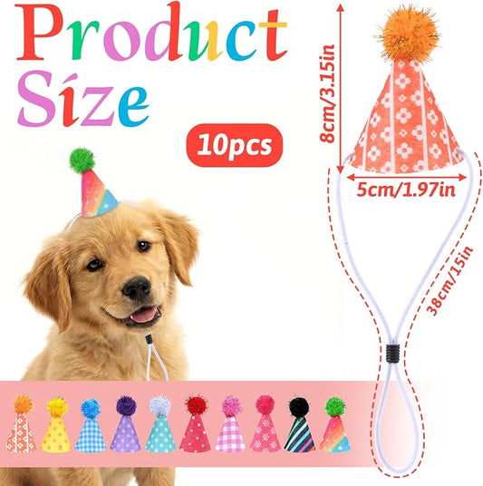 10 PCS Dog Birthday Hat, Mini Party Dog Hats - Image 2