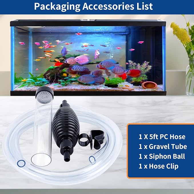 Aquarium Gravel Vacuum Cleaner, Fish Tank Water Changer, Hand Pump Siphon - Image 7