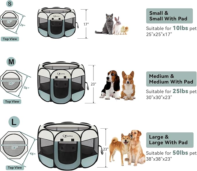 Dog Playpen, Puppy Pet Playpen, Medium Dogs Tent Crates Cage Indoor/Outdoor - Image 8