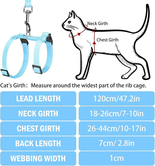PUPTECK Adjustable Cat Harness and Leash Set Escape Proof Kitten Strap Collar - Image 2