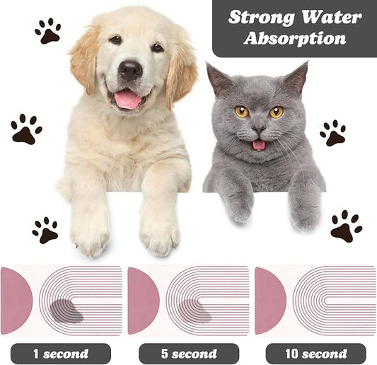 Dog Food Mats for Floors Waterproof, Cat Water Bowl Mats Pet Feeding Absorbent - Image 2
