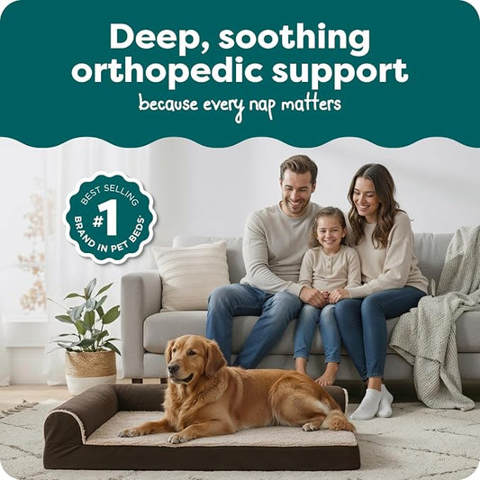 FurHaven Orthopedic Dog Bed for Large Dogs, L-Shaped Chaise Mattress - Image 2