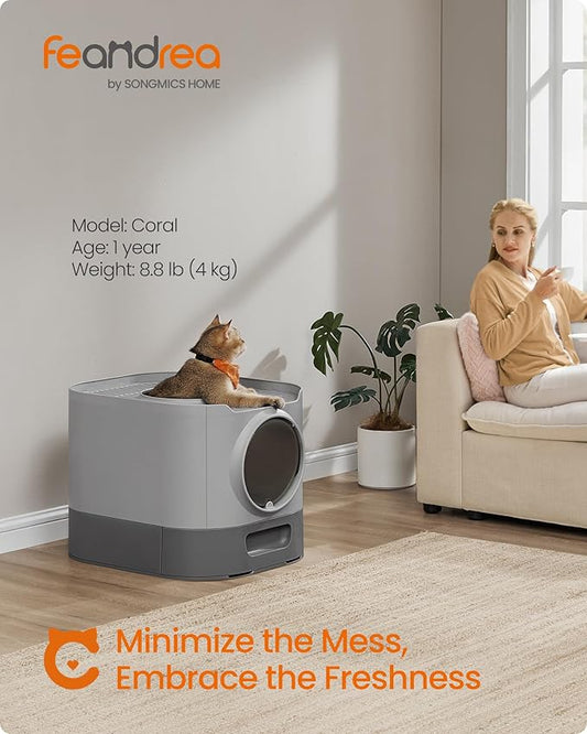Feandrea Cat Litter Box with Lid, XL Enclosed Litter Box with Slide-Out Tray - Image 2