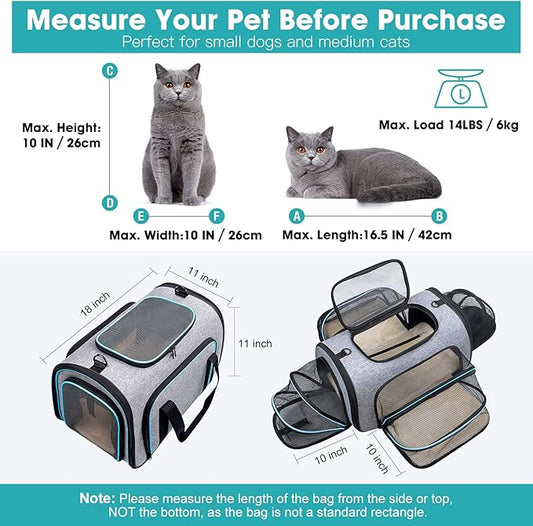 Siivton Airline Approved Pet Carrier, 4-Way Expandable Cat Dog Carrier - Image 2