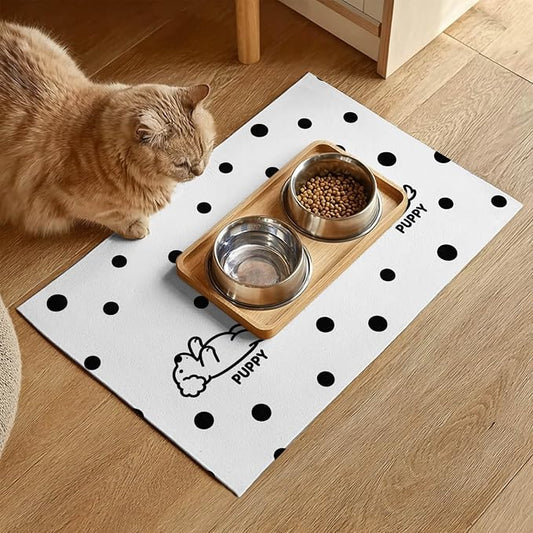 Puppy Pattern Pet Feeding Mat 24x16 Inch Polka Dot Pet Feeding Area Mat Pet - Image 2
