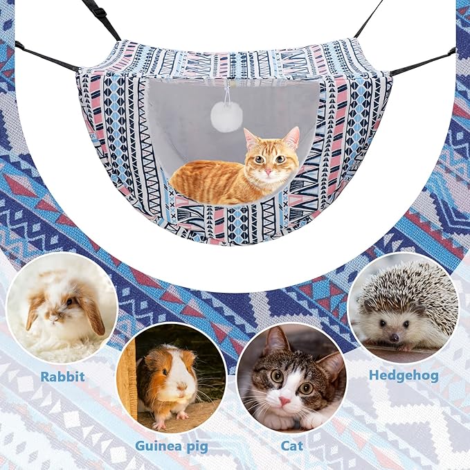 Unittype 2 Pieces Cat Cage Hammock Hanging Pet Bed Double Layer Soft Plush - Image 6