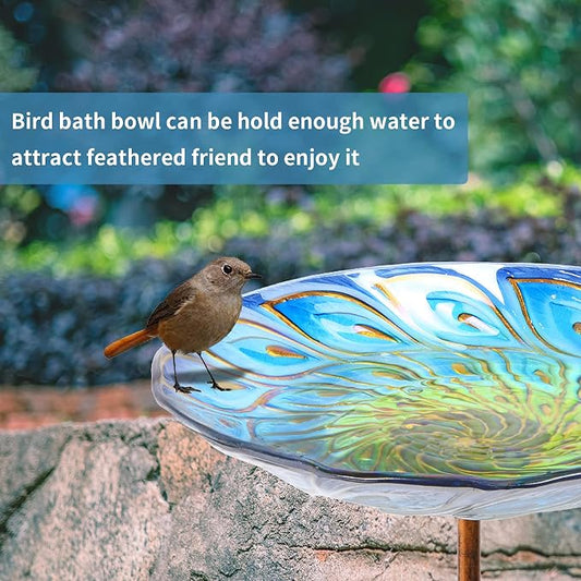 MUMTOP Glass Bird Bath, Garden Outdoor Birdbaths Birdfeeder - Image 2