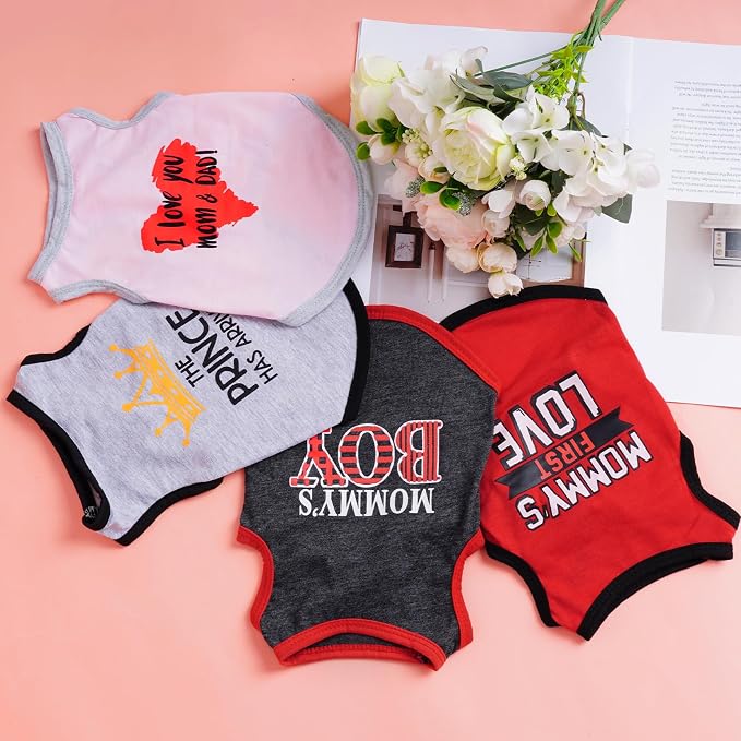 4 Pack Dog Shirts Summer Printed Puppy Clothes Novel Sleeveless Pet T Shirts - Image 7