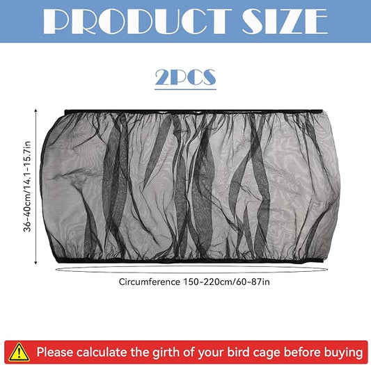 Bird Cage Cover 2 Pcs Universal Bird Cage Seed Catcher Parrot Nylon Mesh Net - Image 2