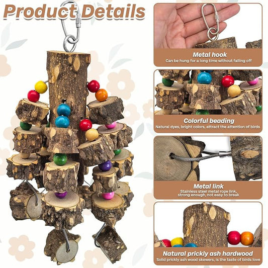 PINVNBY Wood Parrot Toys for Large Birds, Wire Link Durable Macaw Toys Extra - Image 2