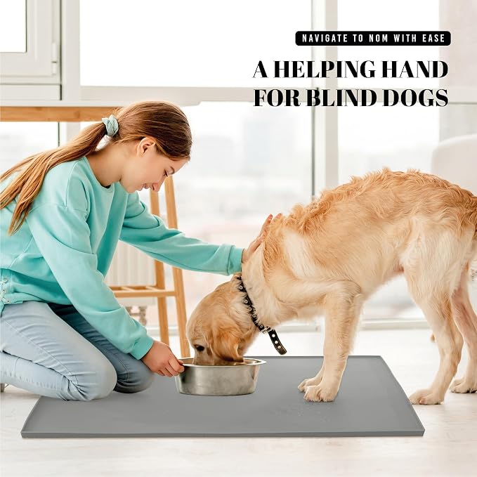 AVERYDAY 100% Waterproof Thicker Silicone Dog Food Mat, 0.63'' Raised Edge Bowl - Image 7